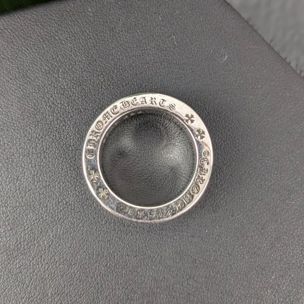 Unisex antique silver color crosses ring, hallmarks on edge, US 10